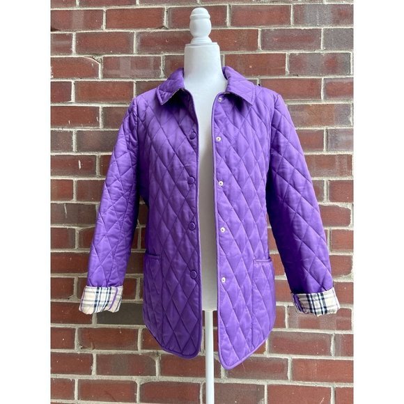 VINTAGE Purple Puffer Jacket with Checkered Lining - Picture 2 of 7